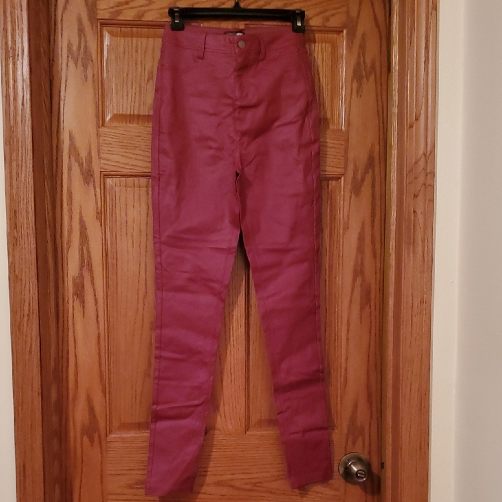 Fashion Nova: 2 Pairs: Sammi High Rise Pants Size Small. In Burgundy And Brown
